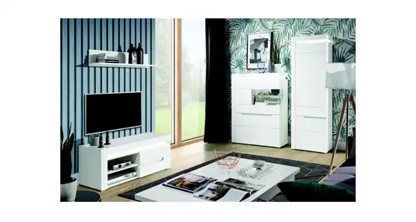 Vitrína MANDOLIN, bílý vysoký lesk