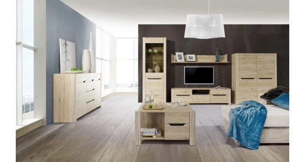 Vitrína MAWSON 1D, levá, dub sanremo/hnědá