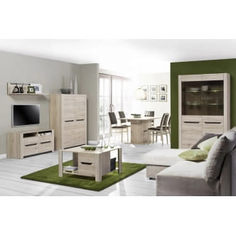 Vitrína MAWSON 1D, levá, dub sanremo/hnědá