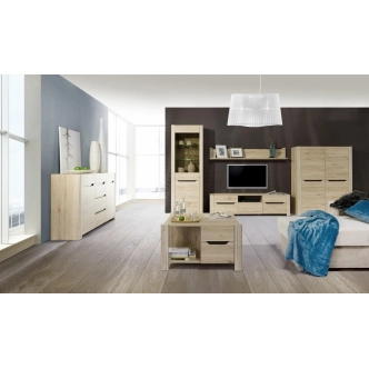 Vitrína MAWSON 2D, dub sanremo/hnědá