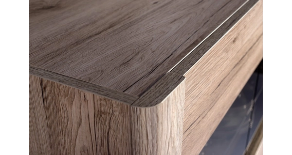 Vitrína MAWSON 2D nízká, dub sanremo/hnědá