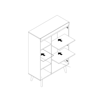 Vitrína MUTILLA, bílá/bílý lesk/dub riviera 