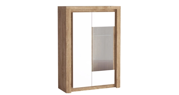 Vitrína nízká FILIKA, dub ribbeck/bílý lesk