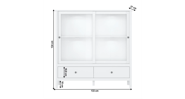 Vitrína nízká GLOMERATA 2W2S, bílá