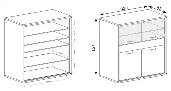 Vitrína nízká IPPOLITO 4D1S, dub hickory