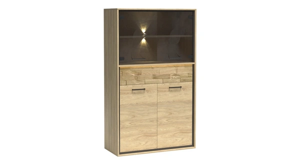 Vitrína nízká IPPOLITO 4D1S, dub hickory