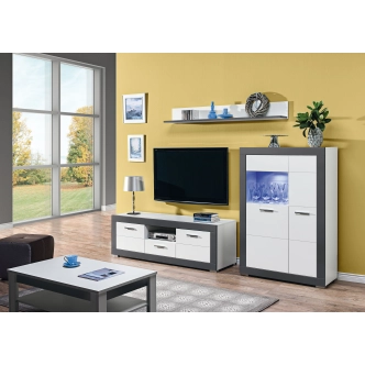 Vitrína nízká JAMASOTA 2D, bílý mat/grafit