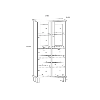 Vitrína ORSOLA 2D, dub sonoma/bílá