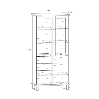 Vitrína ORSOLA 2D2S, černá/bílá