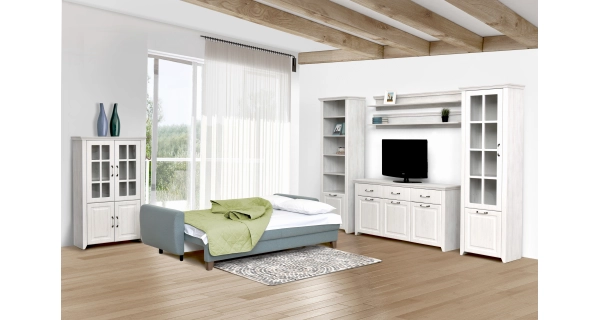 Vitrína PICARDIE skleněná - vysoká, rustic bílá