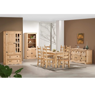 Vitrína PIMBOW 2D2S, masiv borovice, vosk