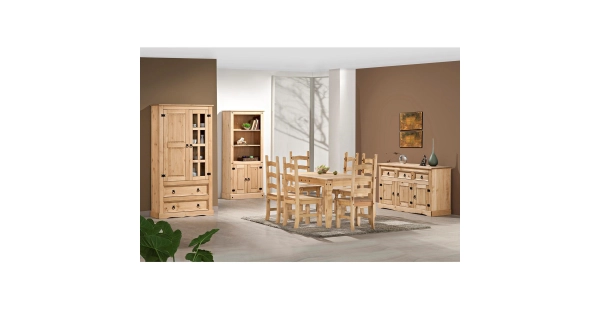 Vitrína PIMBOW 2D2S, masiv borovice, vosk