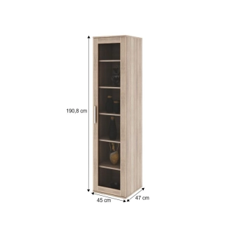 Vitrína policová + sklo TEBING, dub sonoma