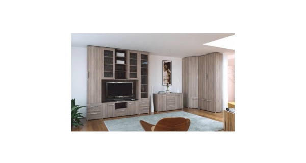 Vitrína policová + sklo TEBING, dub sonoma