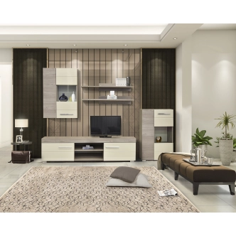 Vitrína SHARPEI, dub nordic/písek lesk