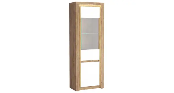 Vitrína vysoká FILIKA, dub ribbeck/bílý lesk