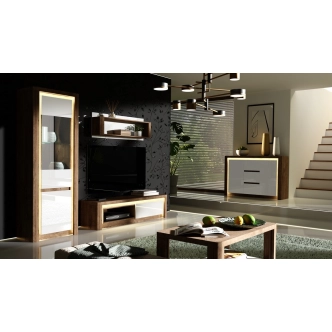 Vitrína vysoká FILIKA, dub ribbeck/bílý lesk