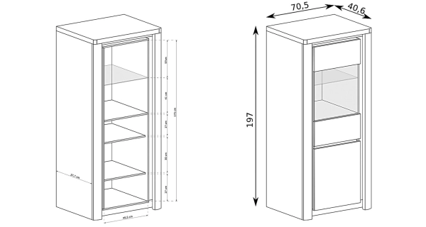 Vitrína vysoká FILIKA, dub ribbeck/bílý lesk