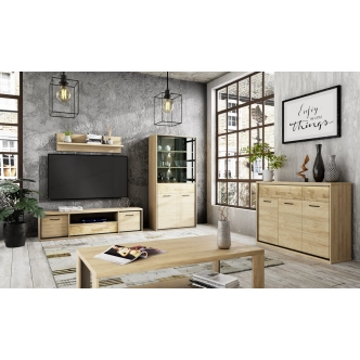 Vitrína vysoká IPPOLITO 4D1S, dub hickory