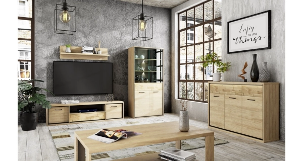 Vitrína vysoká IPPOLITO 4D1S, dub hickory