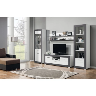 Vitrína vysoká JAMASOTA 2D, bílý mat/grafit