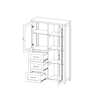 Vitrína WALLABIA 2D3S, dub lefkas