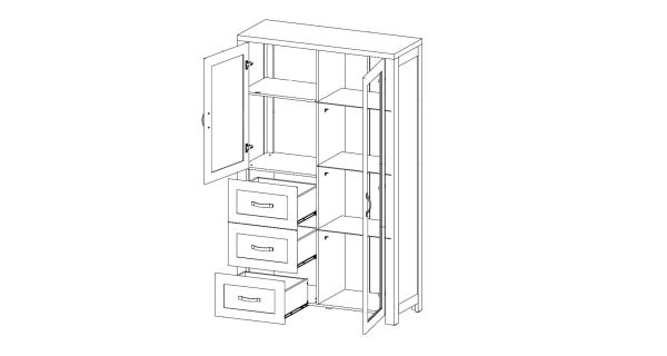Vitrína WALLABIA 2D3S, dub lefkas
