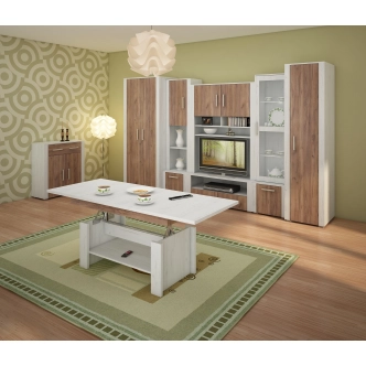 Vitrína WUBIN, craft bílý/craf tobaco/craft bílý, 5 let záruka