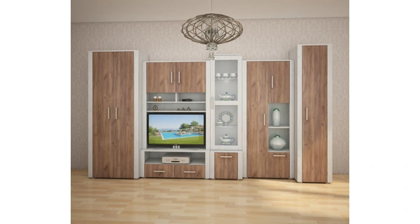 Vitrína WUBIN, craft bílý/craf tobaco/craft bílý