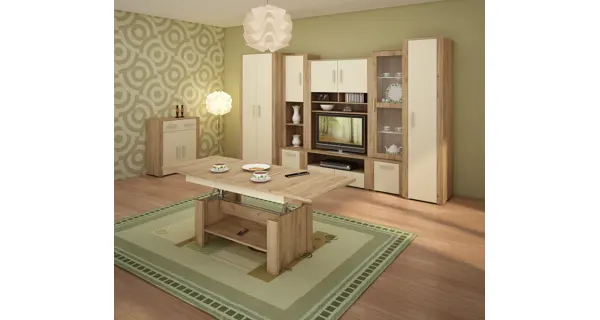 Vitrína WUBIN, craft zlatý/krém/craft zlatý