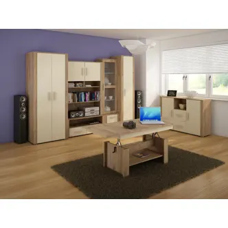 Vitrína WUBIN, craft zlatý/krém/craft zlatý