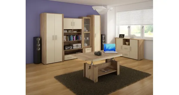 Vitrína WUBIN, craft zlatý/krém/craft zlatý