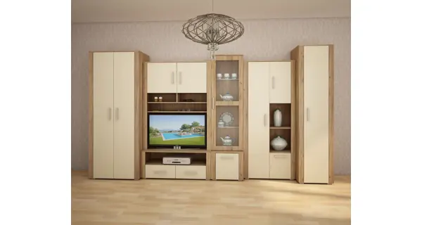 Vitrína WUBIN, craft zlatý/krém/craft zlatý