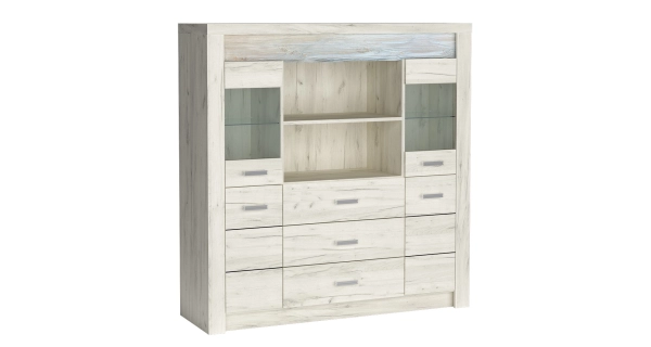 Vitrínová komoda SWED S22, jasan bílý