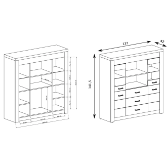 Vitrínová komoda SWED S22, jasan bílý
