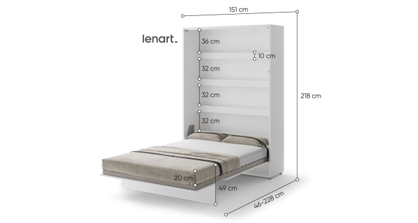 Výklopná postel HOYA I 140x200 cm, bílá
