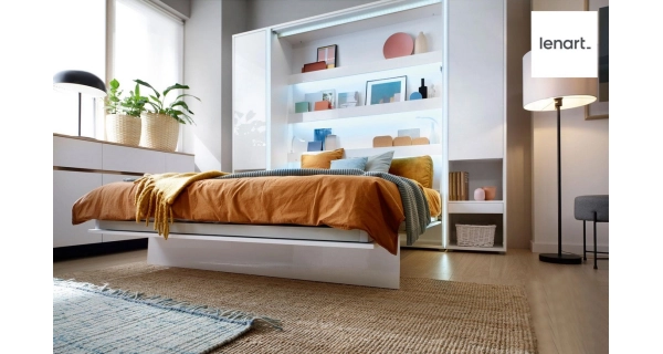 Výklopná postel HOYA I 140x200 cm, bílý lesk/bílý mat