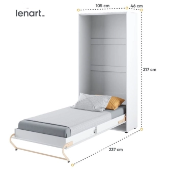 Výklopná postel NOET III 90x200 cm, bílý lesk/bílý mat