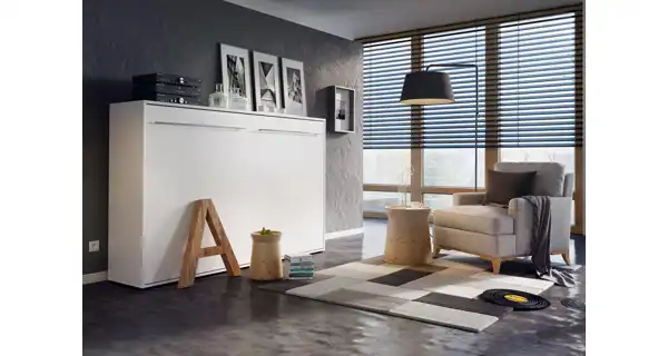 Výklopná postel NOET VI 90x200 cm, bílý lesk/bílý mat