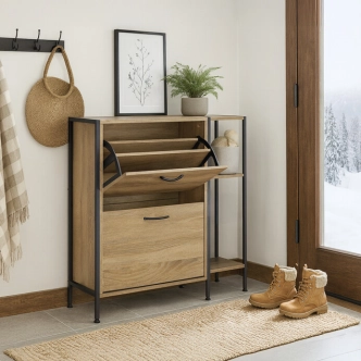 Výklopný botník ORROSWEL, dekor dub, MDF