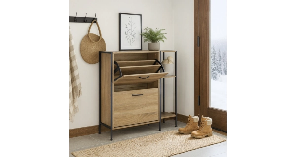 Výklopný botník ORROSWEL, dekor dub, MDF