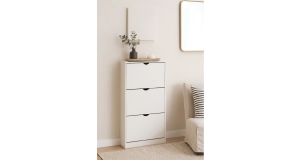 Výklopný botník PLAVI 3, bílá