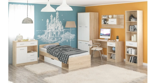 Vysoká komoda CHACALTAYA, dub sonoma/bílý mat