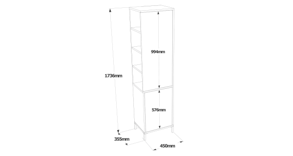 Vysoká koupelnová skříňka FENTORA s bočními policemi, bílá