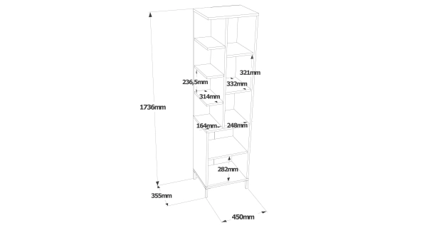 Vysoká koupelnová skříňka FENTORA s bočními policemi, bílá
