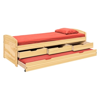 Vysoká postel BANNY 90x200 cm vč. roštu, masiv borovice