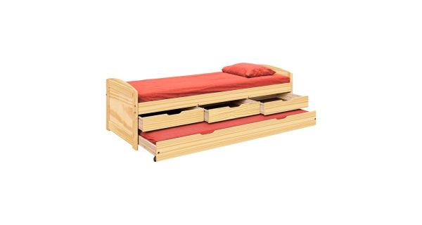 Vysoká postel BANNY 90x200 cm vč. roštu, masiv borovice