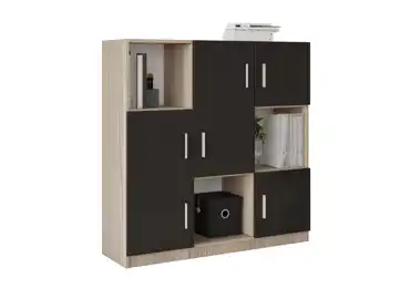 Vysoká skříňka HELGAR, dub/černá