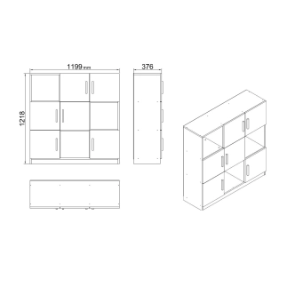Vysoká skříňka HELGAR, dub/černá