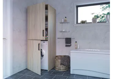 Vysoká vestavná skříň na pračku GRIMSOL, dub sonoma